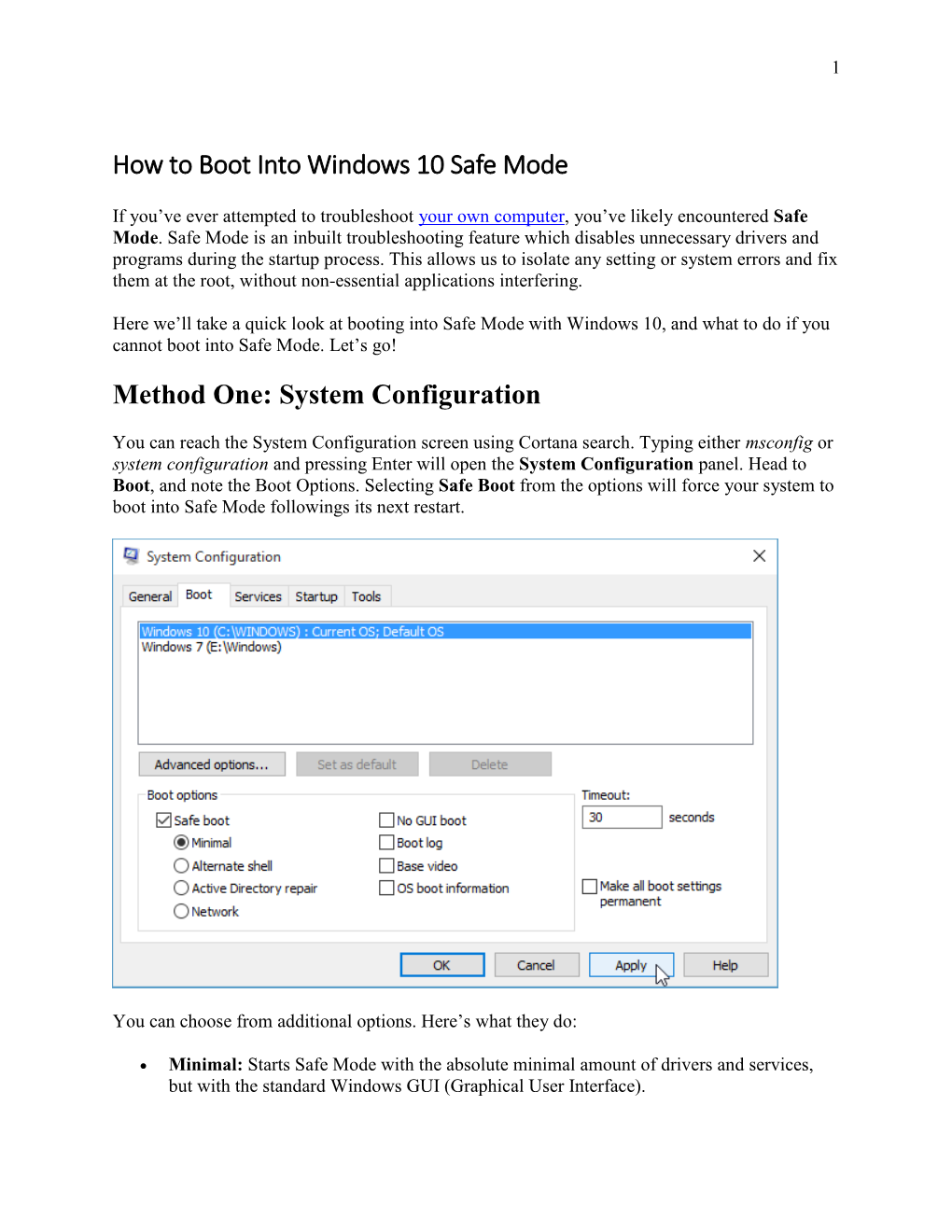 How to Boot Into Windows 10 Safe Mode Method