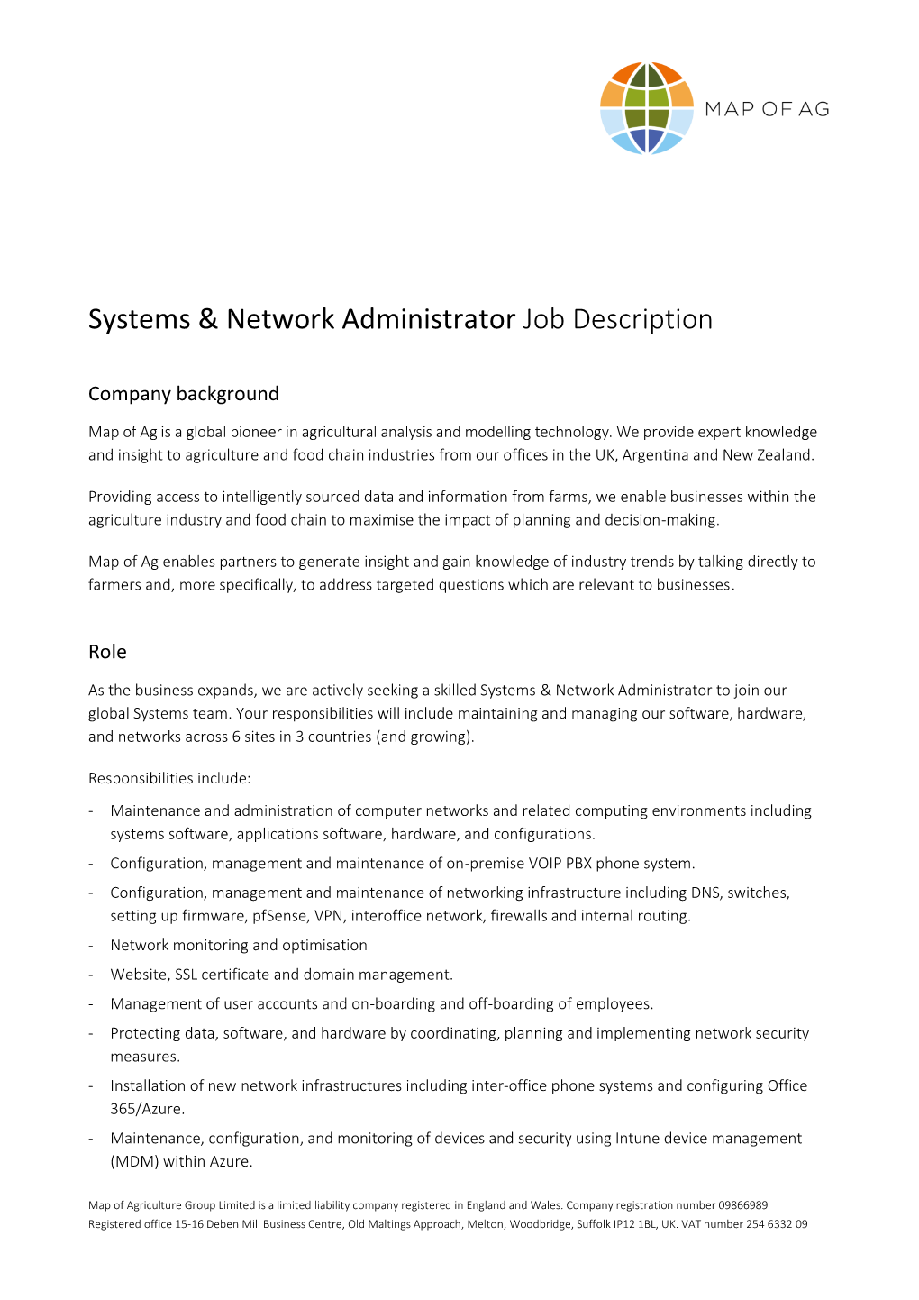 Systems & Network Administrator Job Description