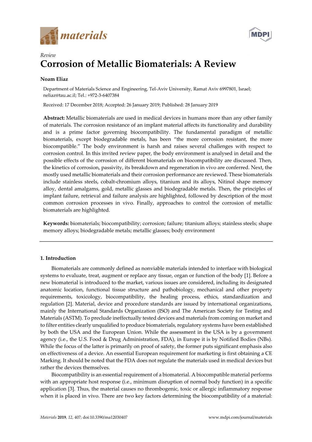 Corrosion of Metallic Biomaterials: a Review