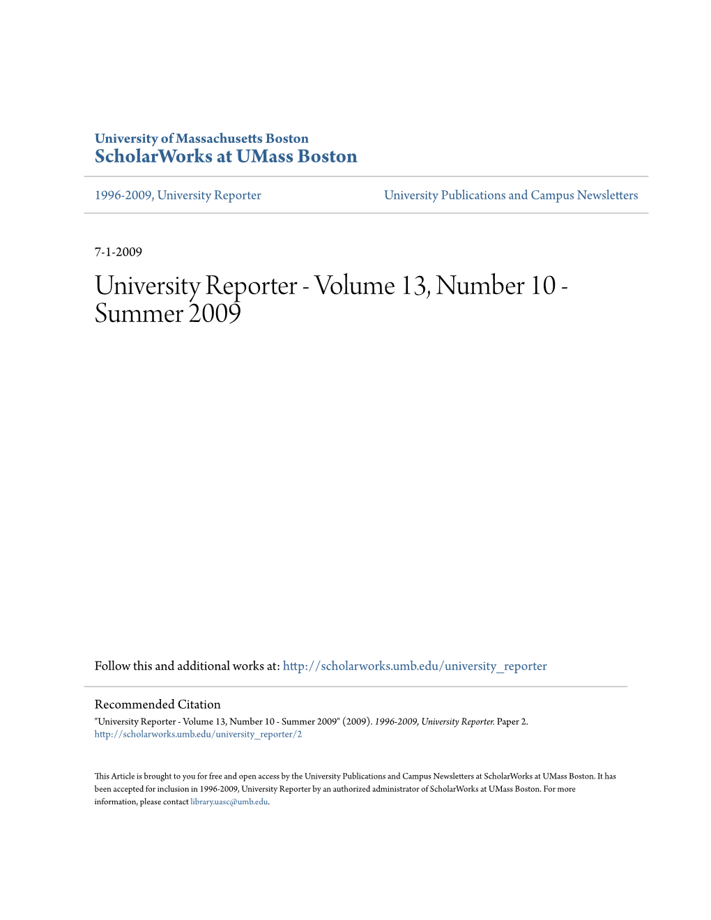 University Reporter University Publications and Campus Newsletters