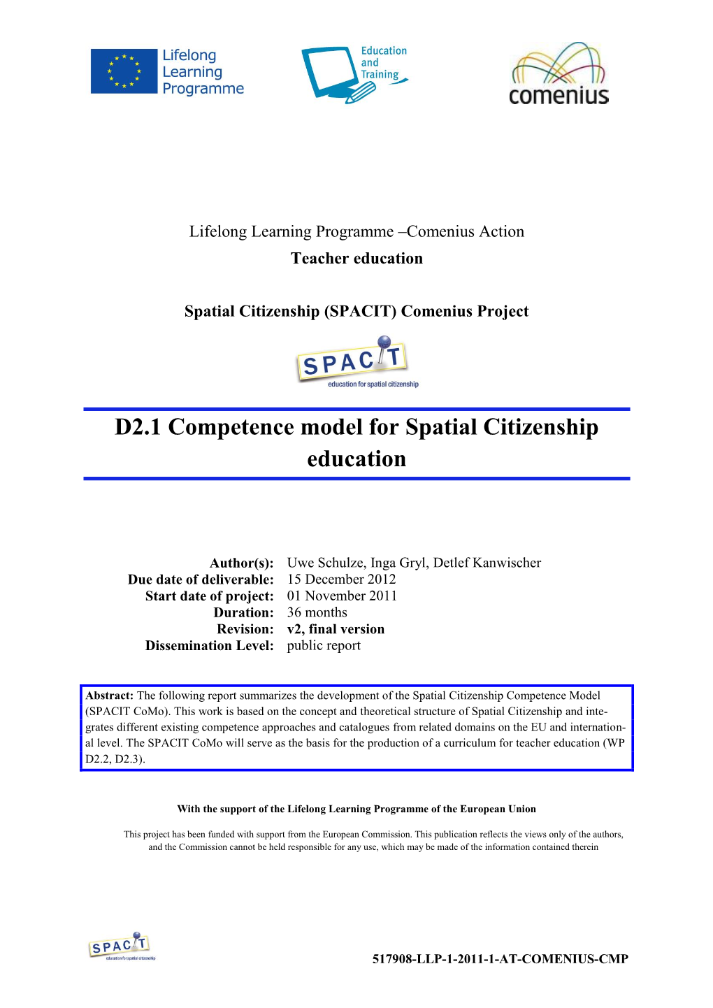 D2.1 Competence Model for Spatial Citizenship Education