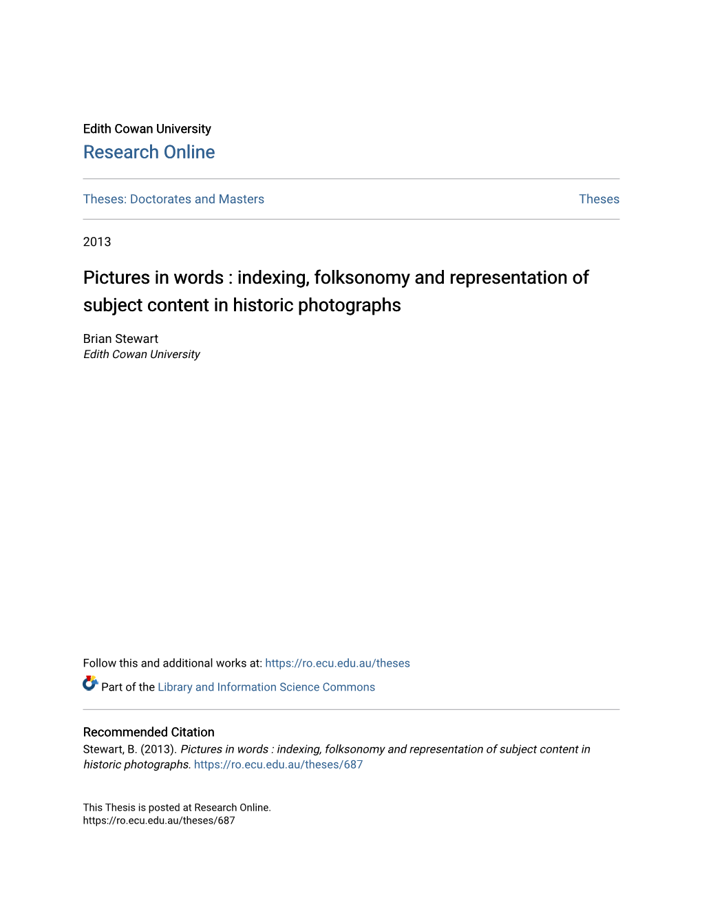 Indexing, Folksonomy and Representation of Subject Content in Historic Photographs