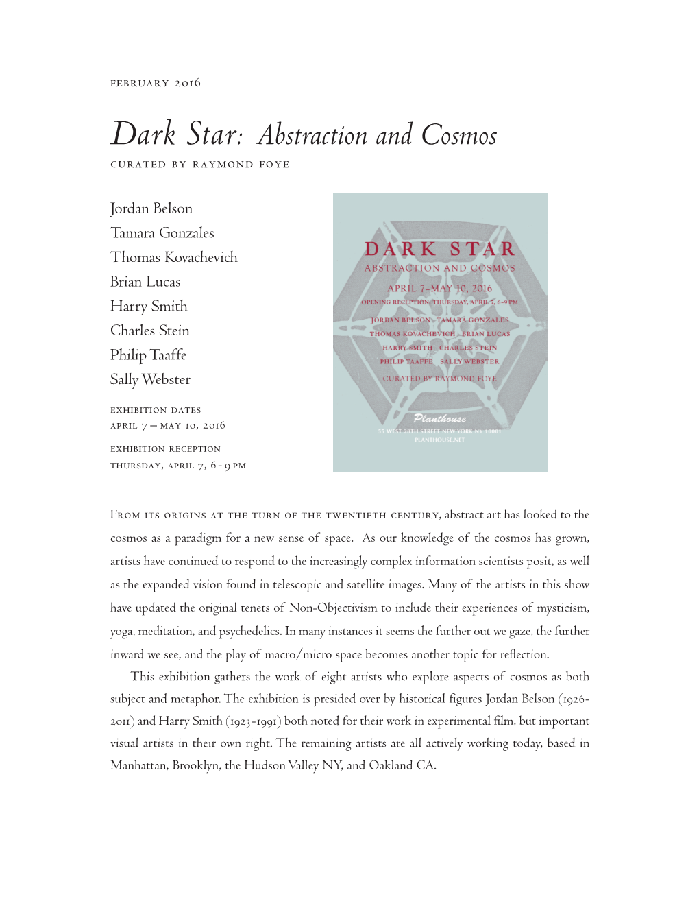 Dark Star : Abstraction and Cosmos    