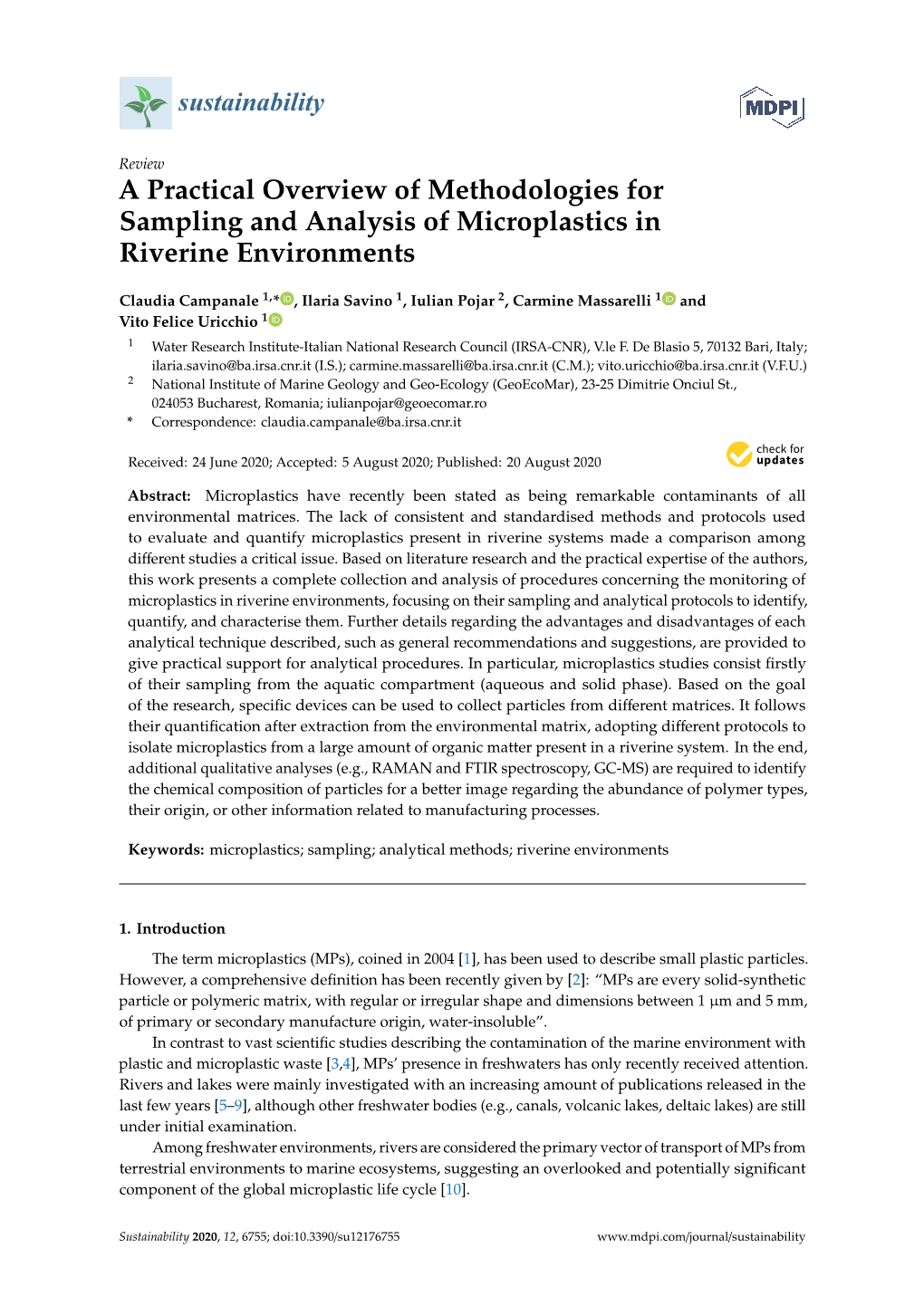 A Practical Overview of Methodologies for Sampling and Analysis of Microplastics in Riverine Environments