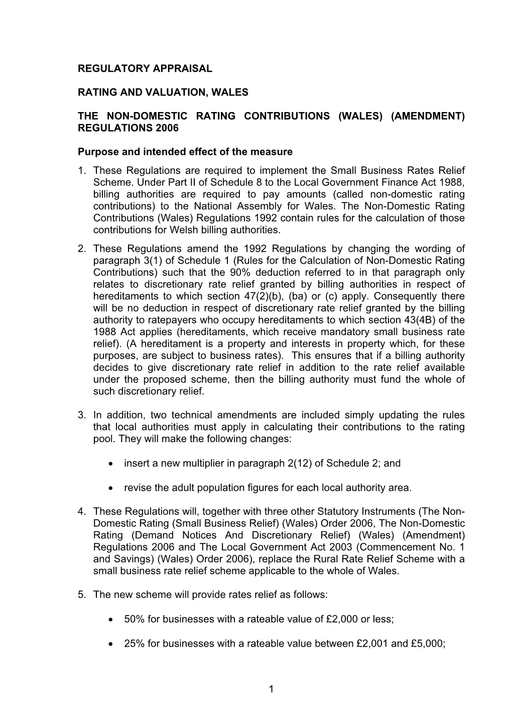 The Non-Domestic Rating Contributions (Wales) (Amendment) Regulations 2006