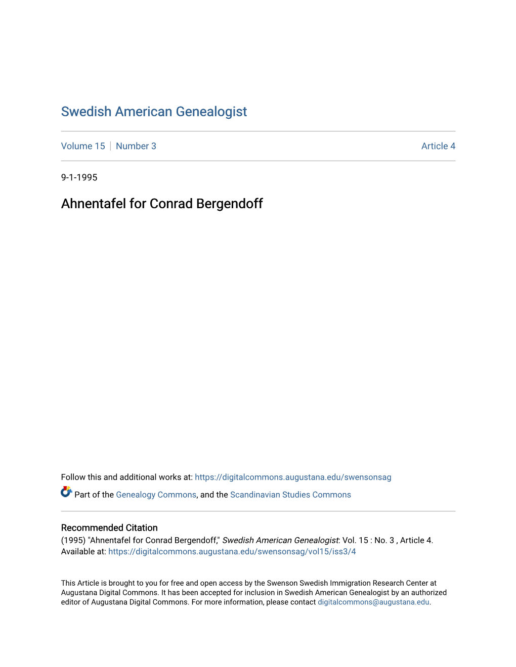 Ahnentafel for Conrad Bergendoff