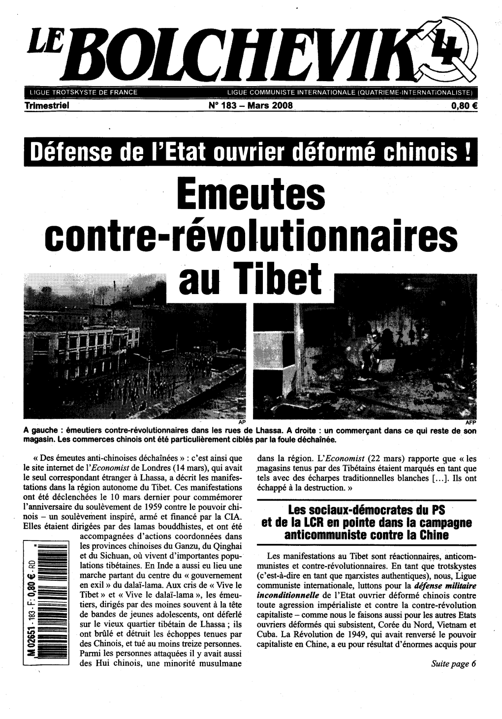 Emeutes Contre-Révolutionnaires Au Tibet