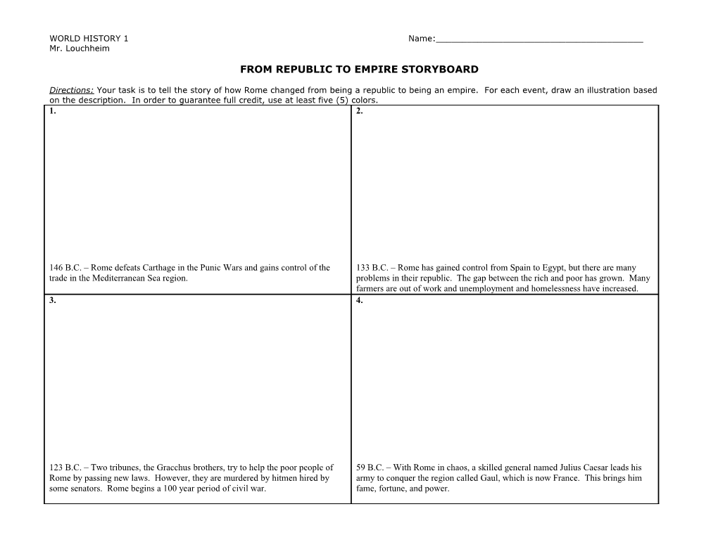 From Republic to Empire Storyboard