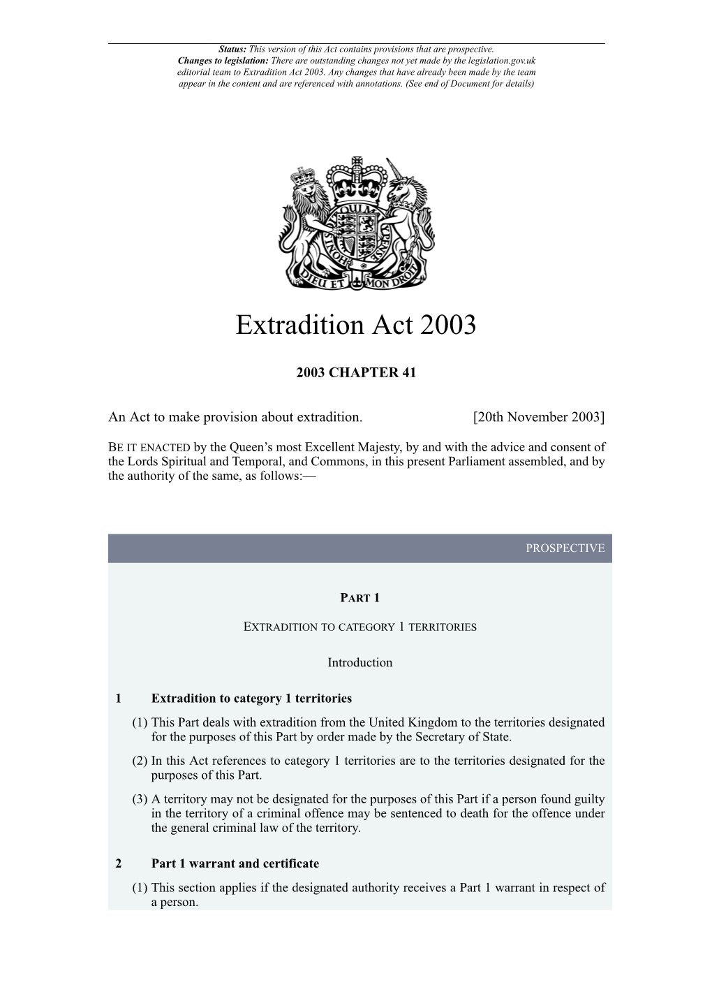 Extradition Act 2003