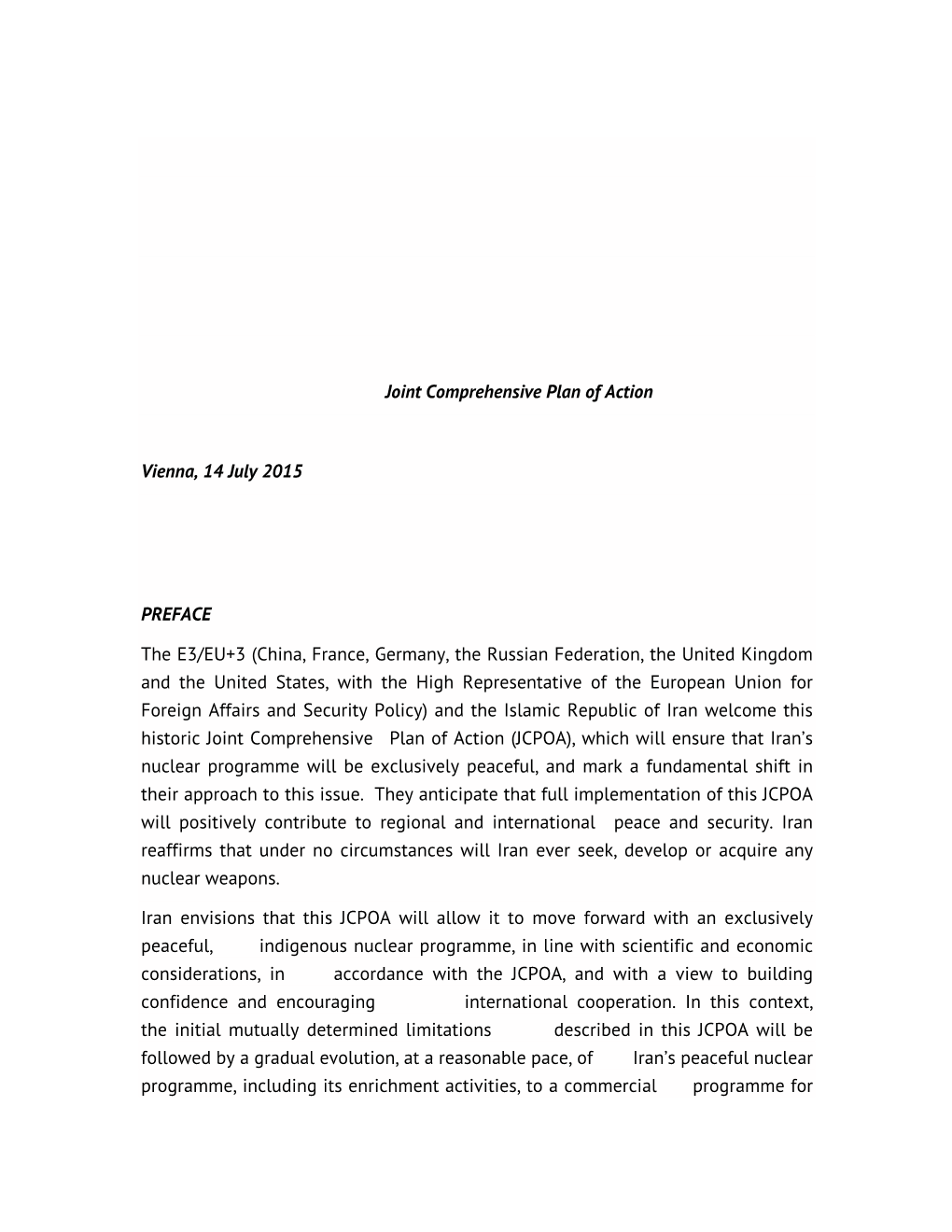 Joint Comprehensive Plan of Action (JCPOA)