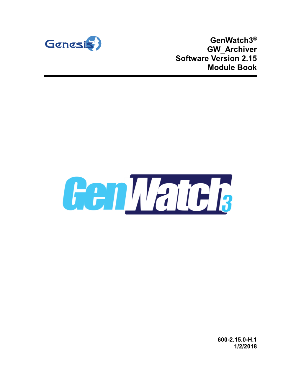 Genwatch3® GW Archiver Software Version 2.15 Module Book