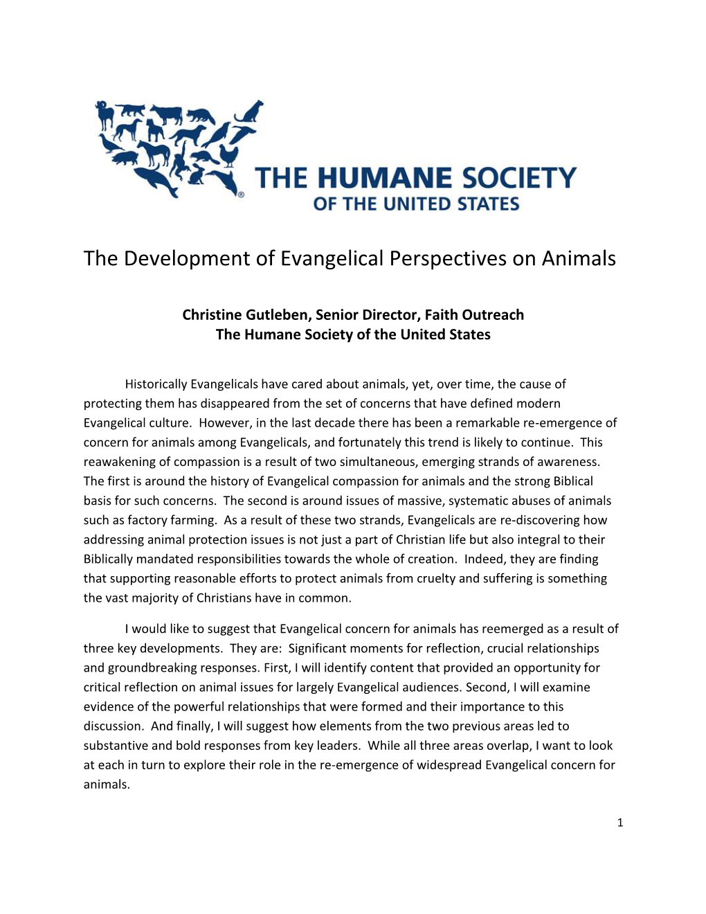 The Development of Evangelical Perspectives on Animals