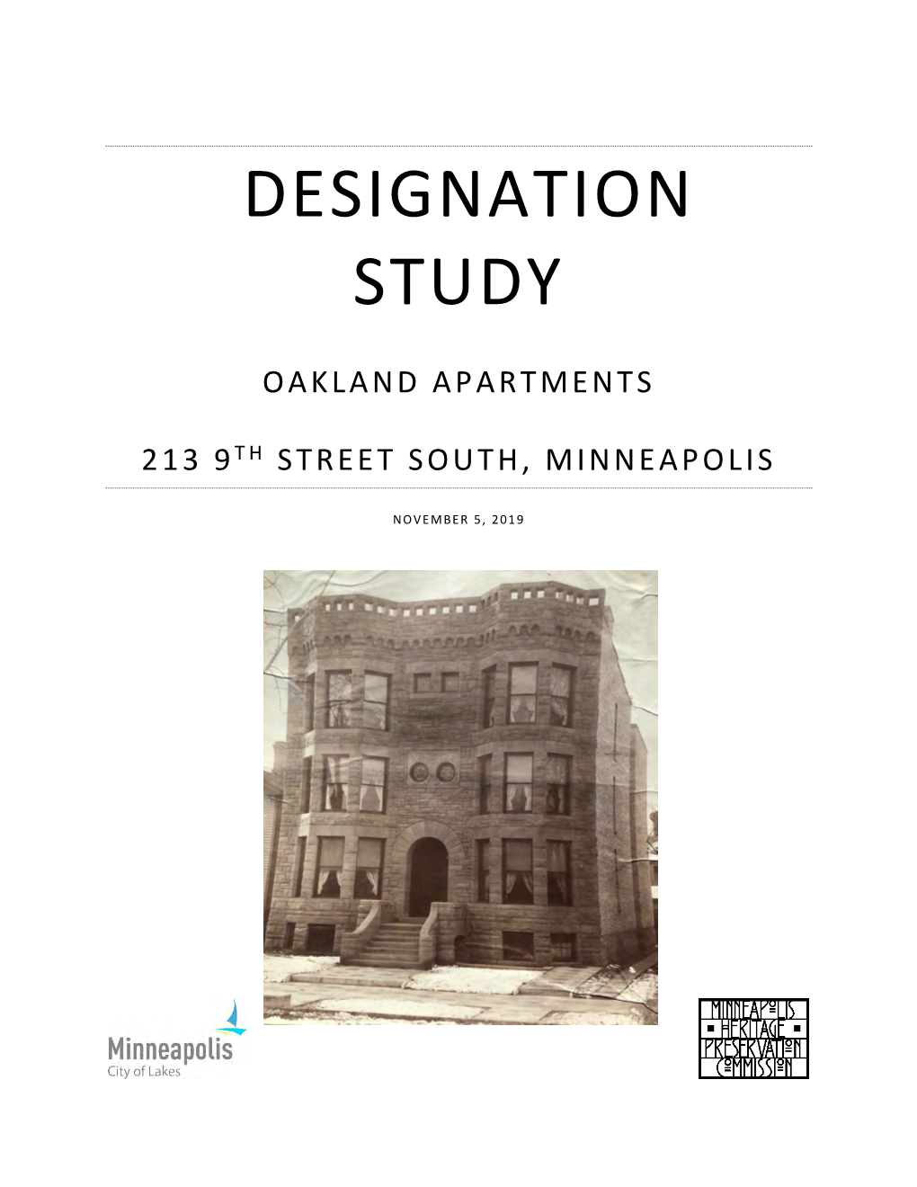 Oakland Apartments Designation Study – Submittal for State Historic Preservation Office Comment