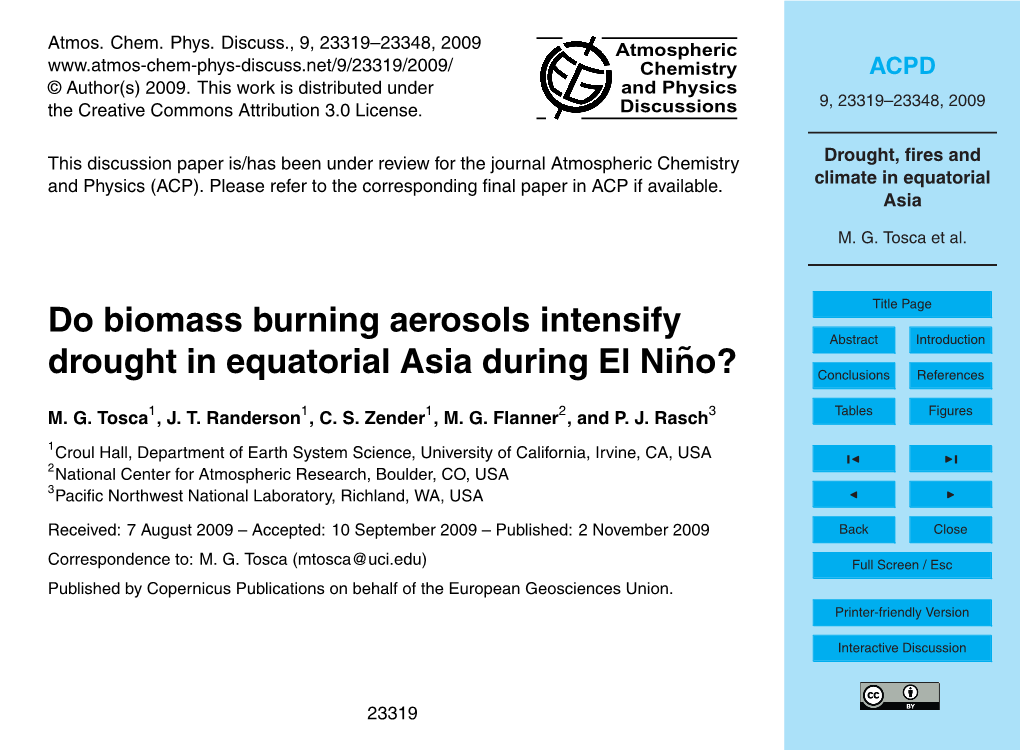 Drought, Fires and Climate in Equatorial Asia