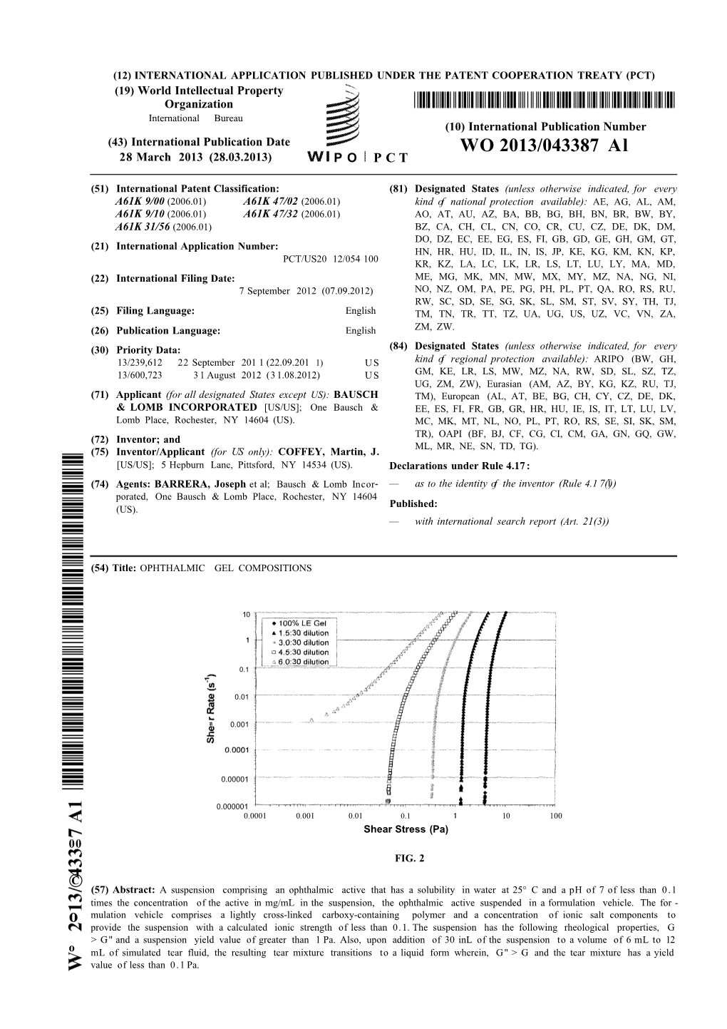 WO 2013/043387 Al ©