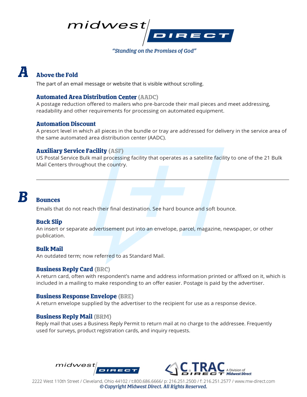 Midwest Direct Glossary of Terms