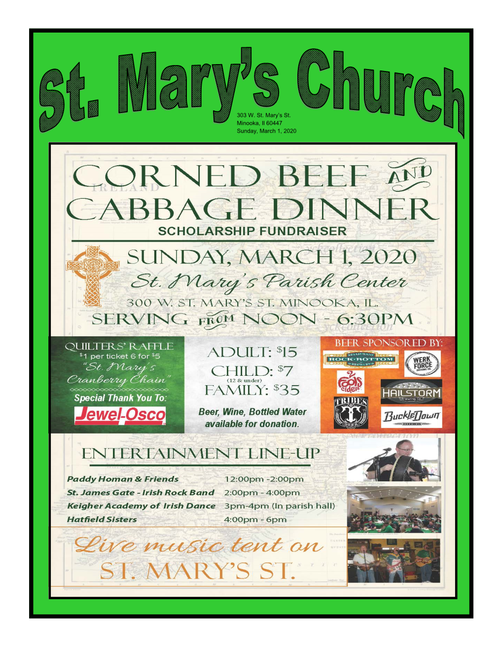 303 W. St. Mary's St. Minooka, Il 60447 Sunday, March 1, 2020