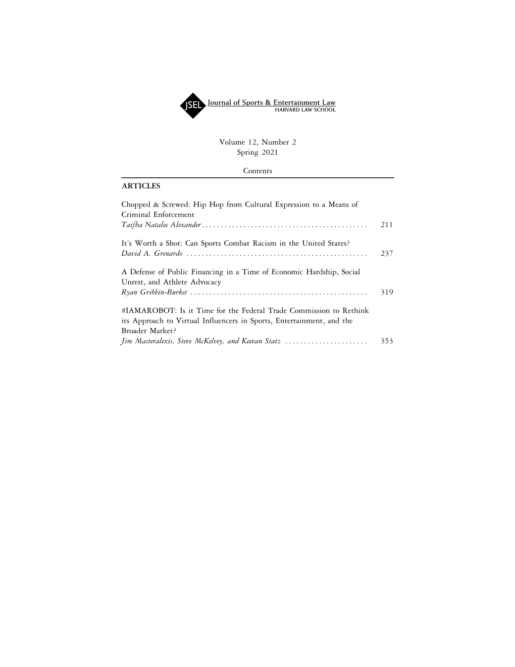 JSEL Volume 12, Issue 2