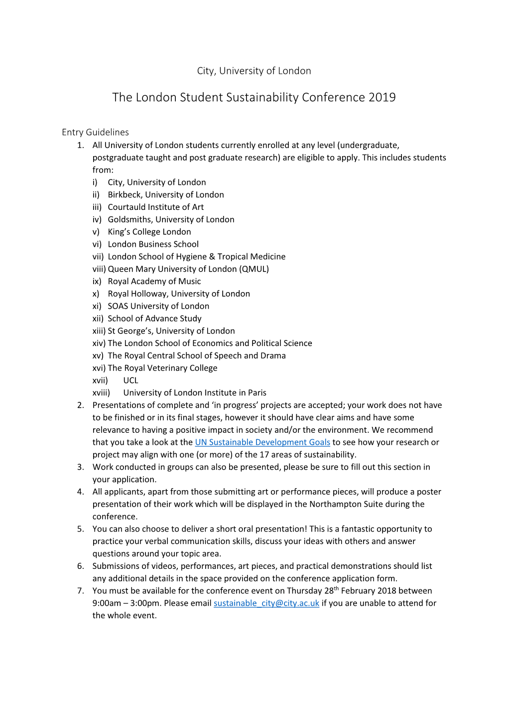 The London Student Sustainability Conference 2019