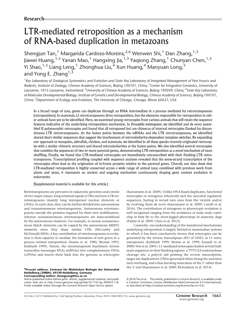LTR-Mediated Retroposition As a Mechanism of RNA-Based Duplication in Metazoans