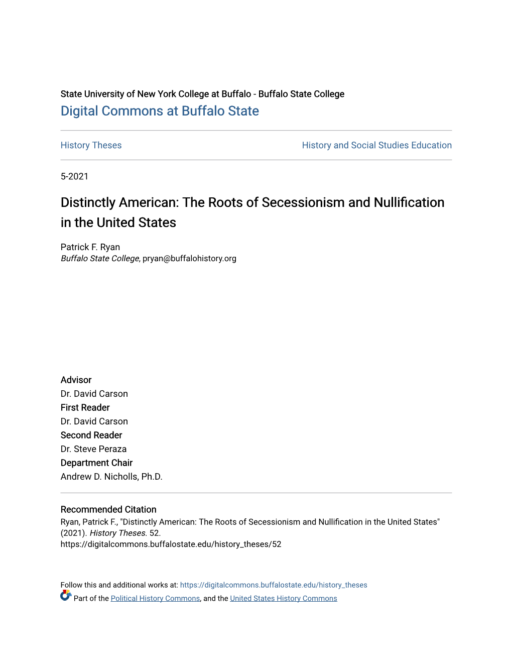 Distinctly American: the Roots of Secessionism and Nullification in the United States