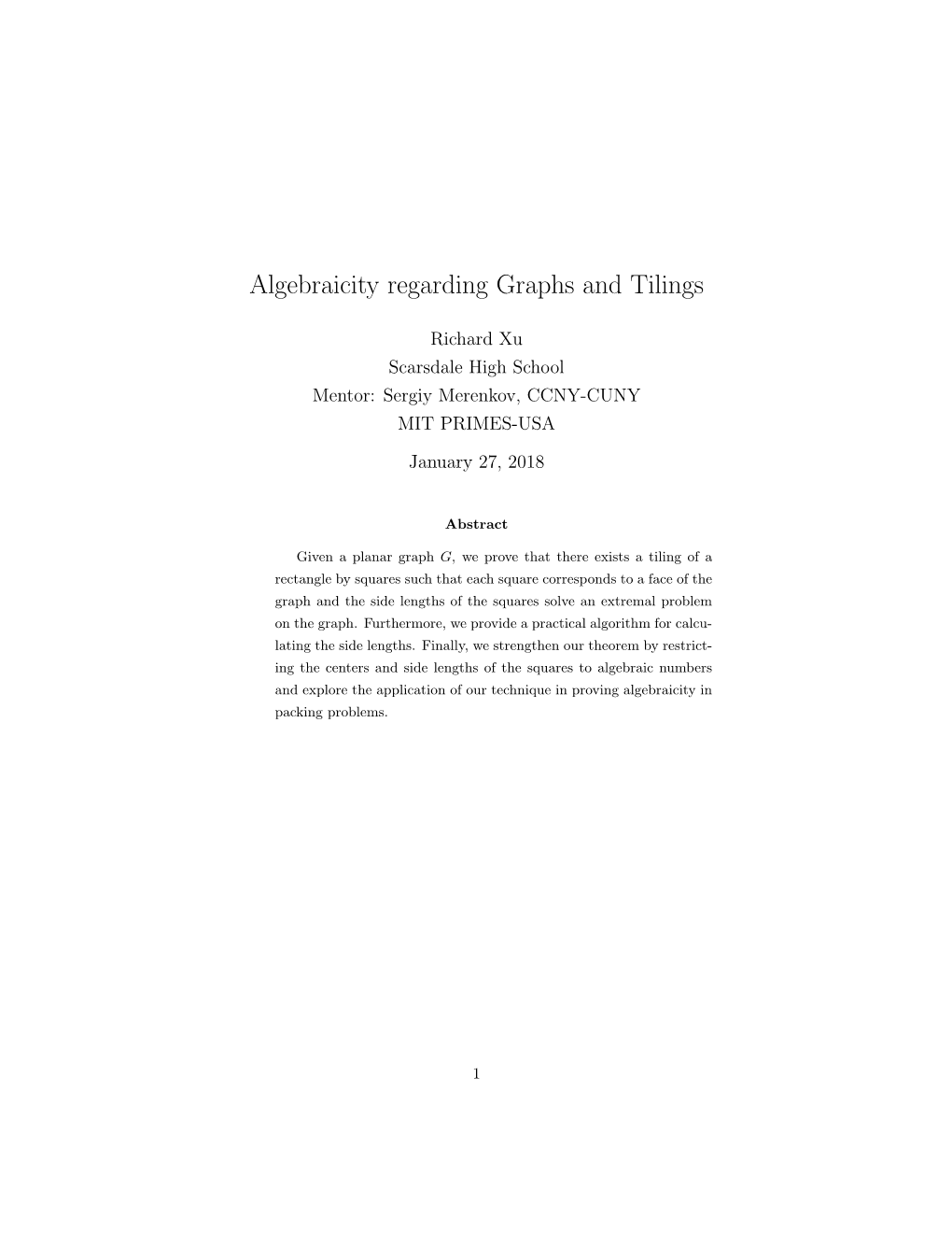 Algebraicity Regarding Graphs and Tilings