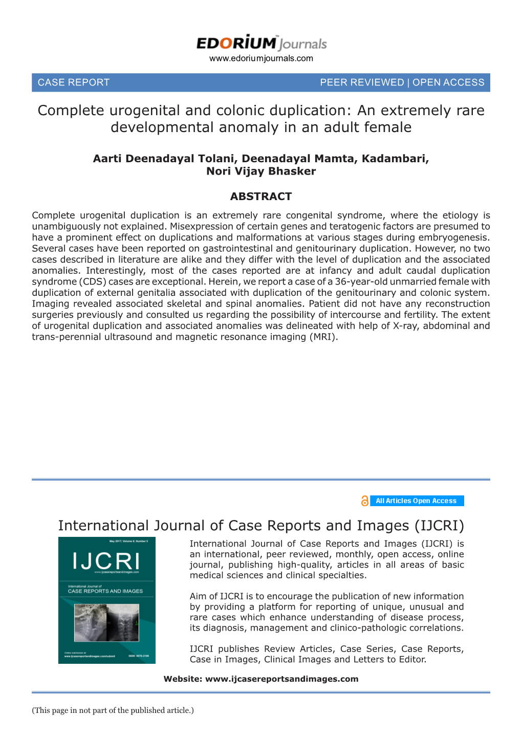 International Journal of Case Reports and Images (IJCRI) Complete