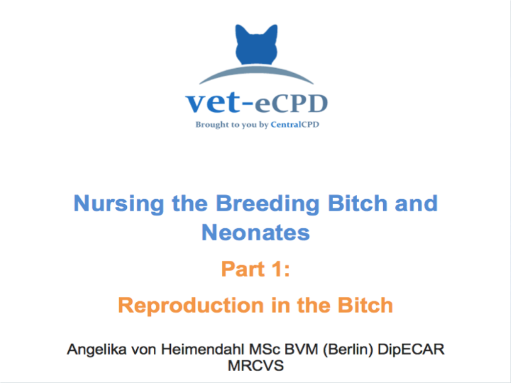 Introduction to Canine Reproduction