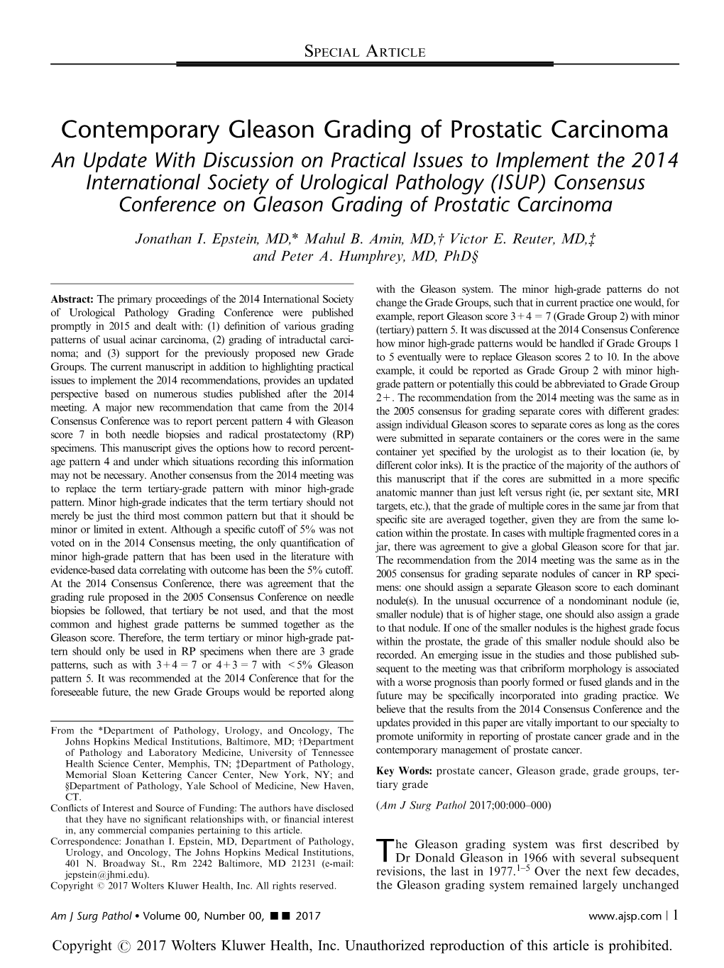 Contemporary Gleason Grading of Prostatic Carcinoma