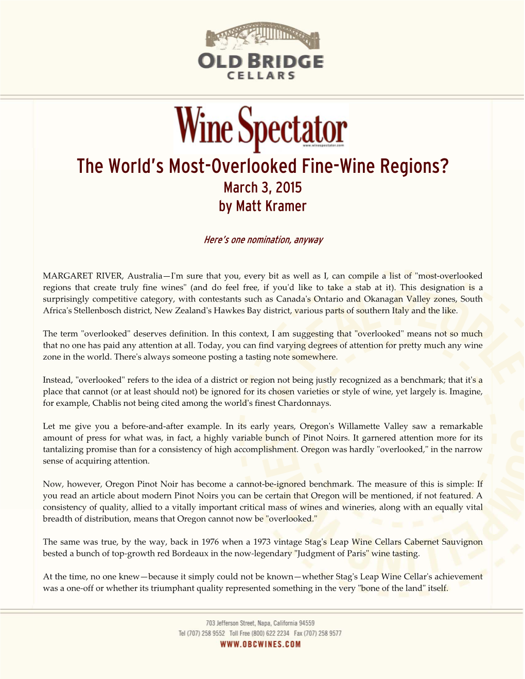 The World's Most-Overlooked Fine-Wine Regions?