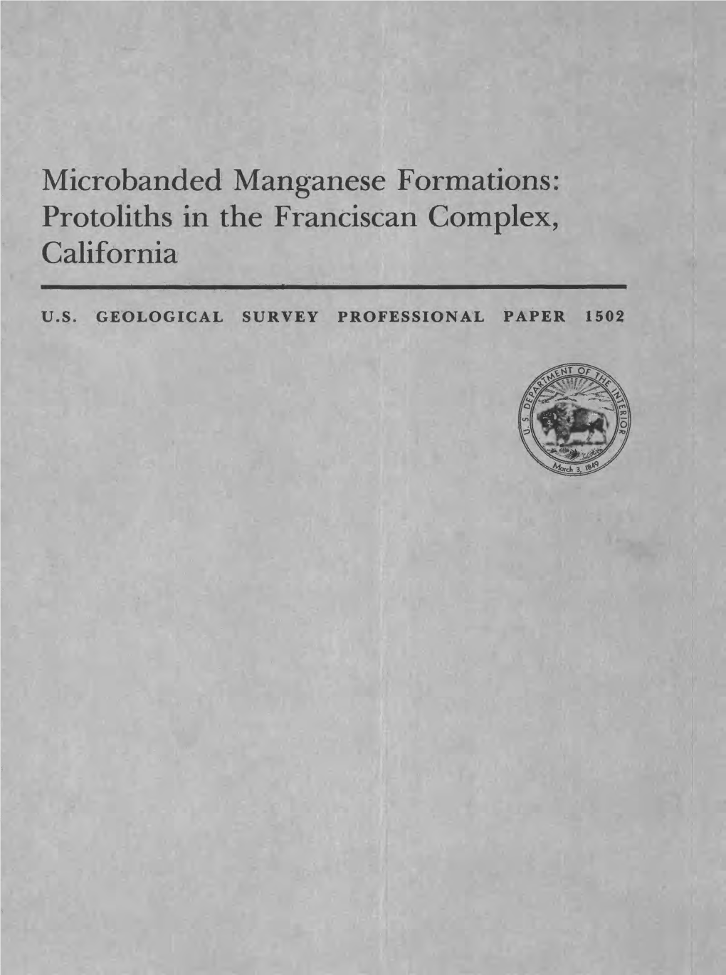 Microbanded Manganese Formations: Protoliths in the Franciscan Complex, California