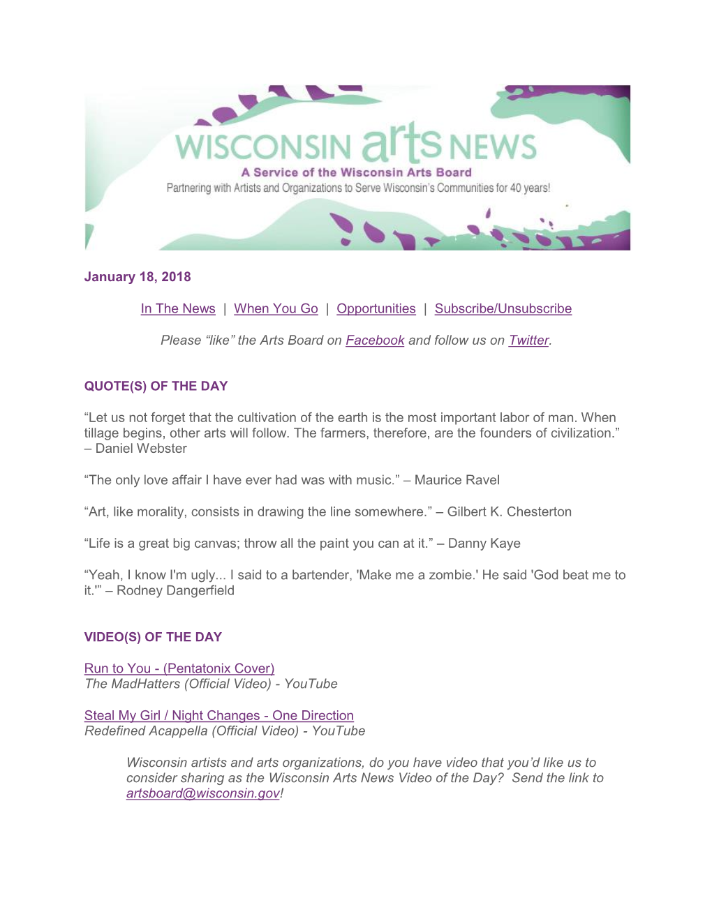 WAB Wisconsin Arts News