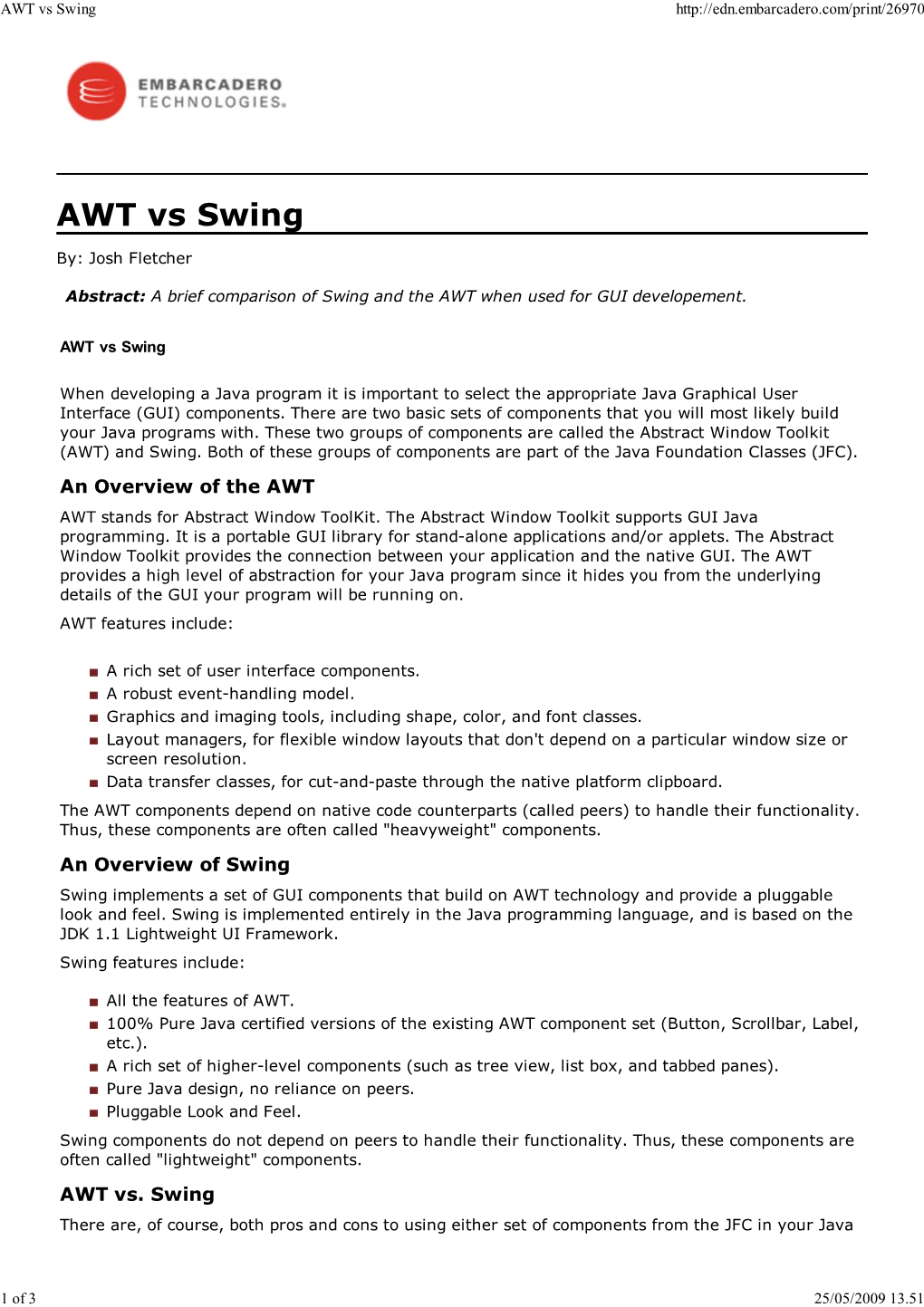 AWT Vs Swing