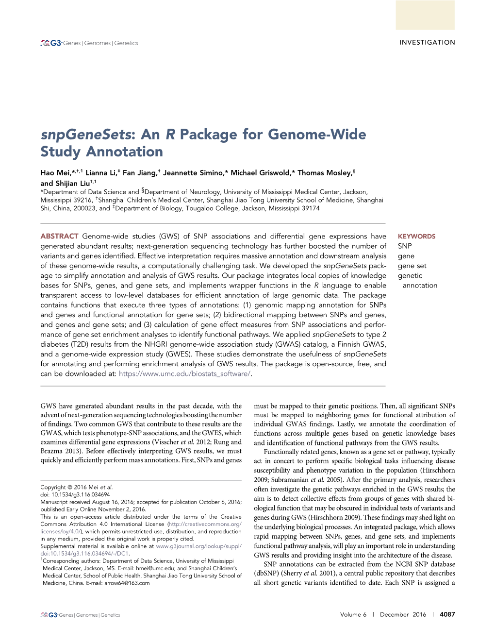 Snpgenesets: an R Package for Genome-Wide Study Annotation