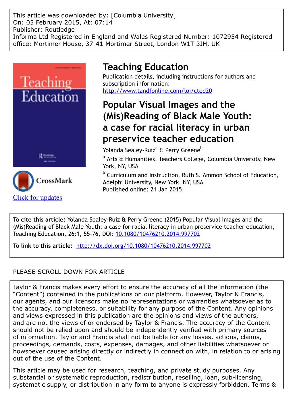 A Case for Racial Literacy in Urban Preservice Teacher Education