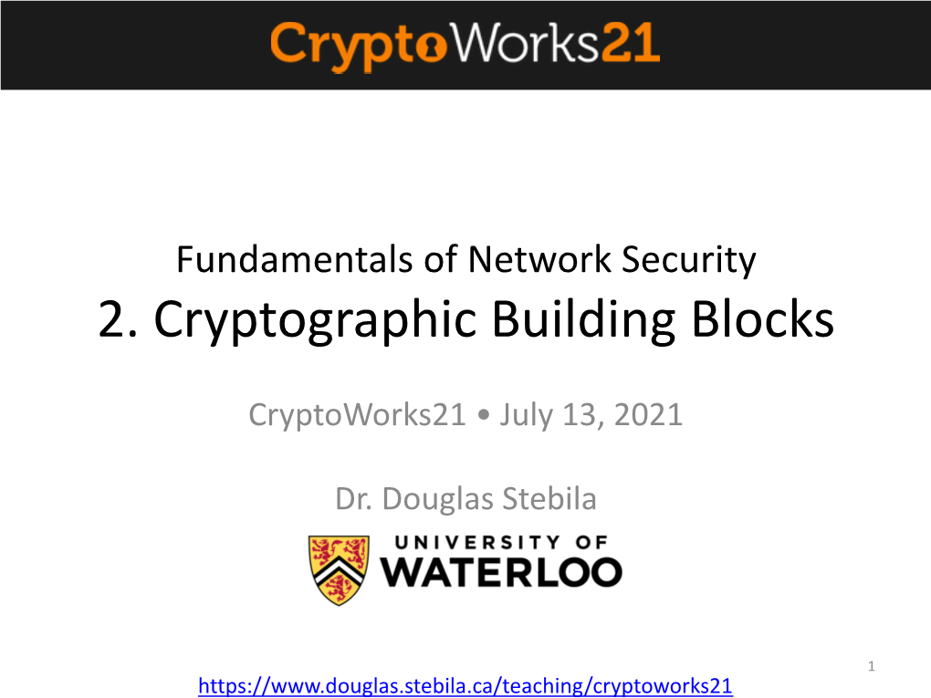 2. Cryptographic Building Blocks