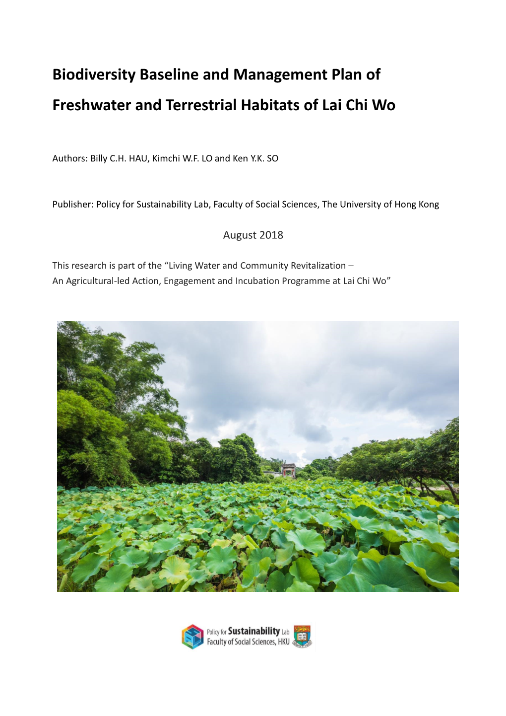 Biodiversity Baseline and Management Plan of Freshwater and Terrestrial Habitats of Lai Chi Wo