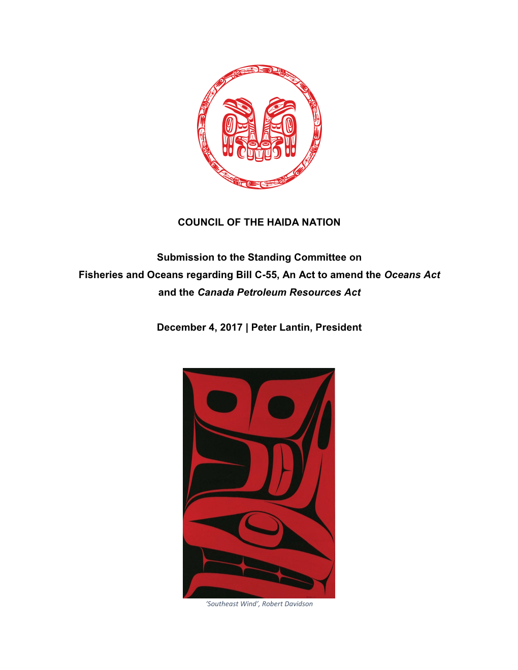 COUNCIL of the HAIDA NATION Submission to the Standing