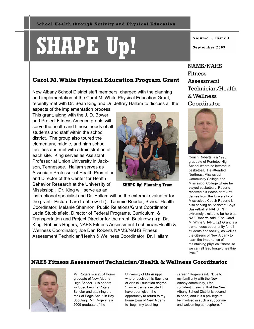 SHAPE Up! September 2009 NAMS/NAHS Fitness Carol M