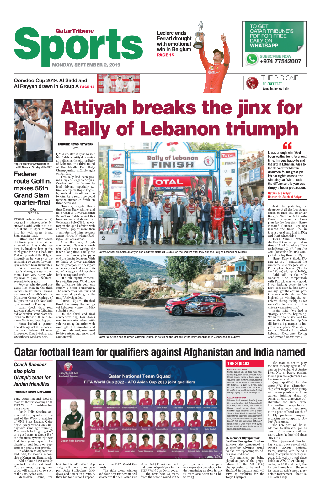 Attiyah Breaks the Jinx for Rally of Lebanon Triumph Tribune News Network DOHA