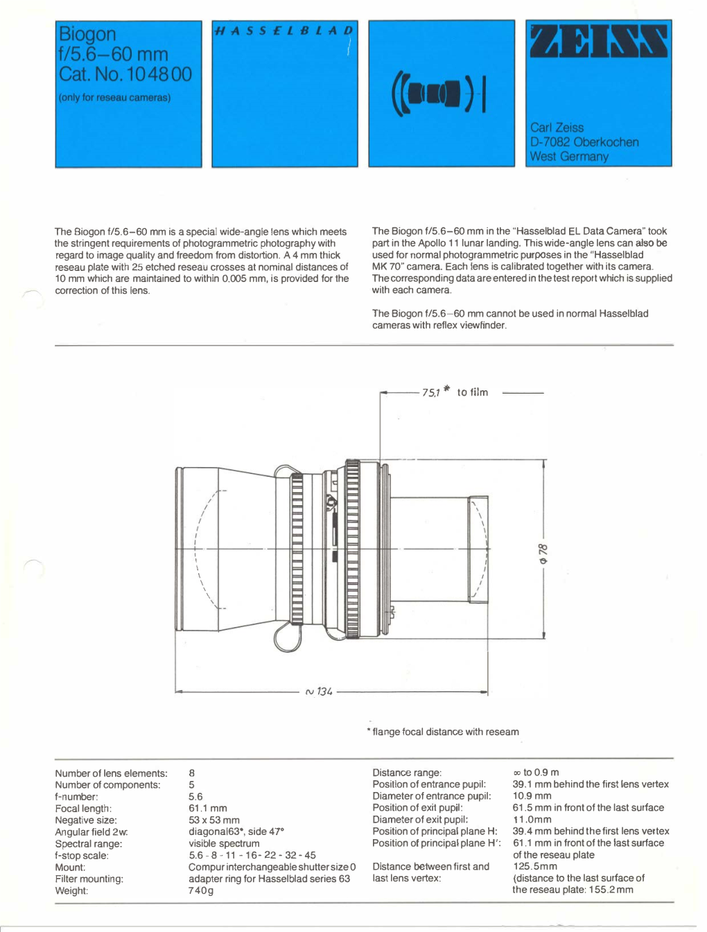 60-Mm Zeiss Biogon Lens