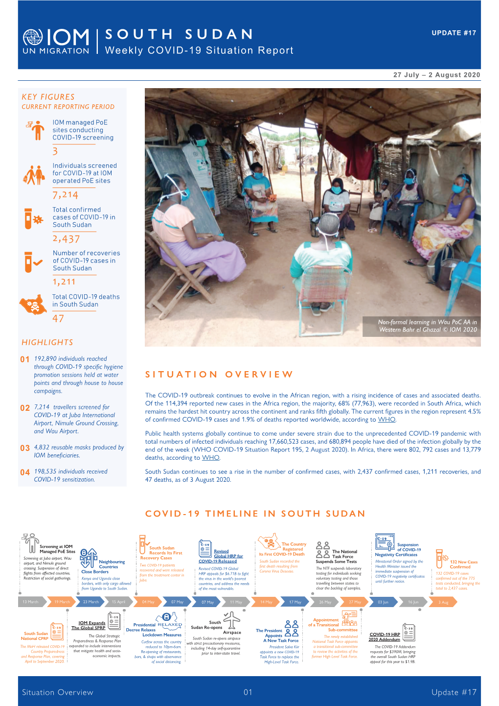 SOUTH SUDAN UPDATE #17 Weekly COVID-19 Situation Report