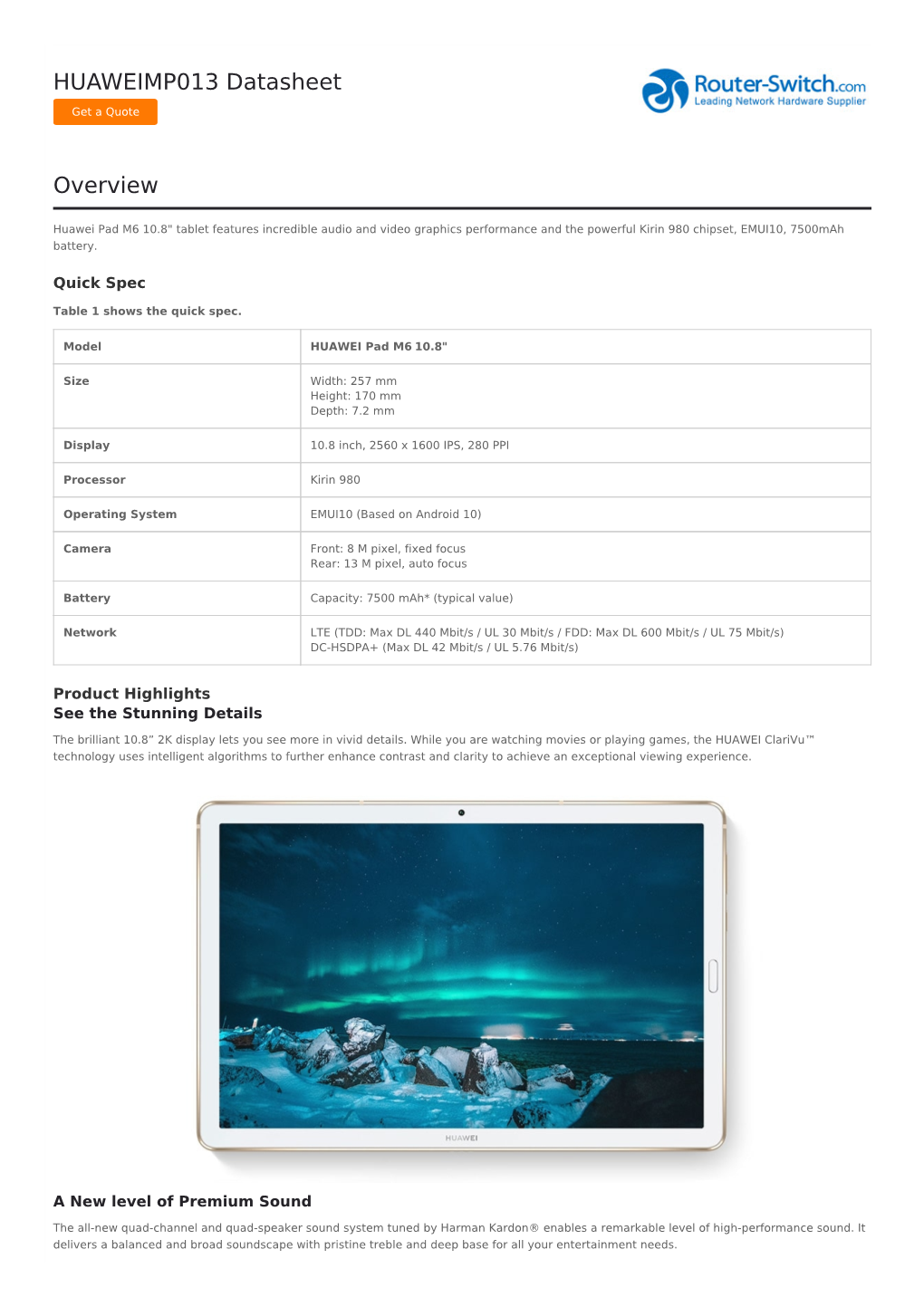 HUAWEIMP013 Datasheet Overview