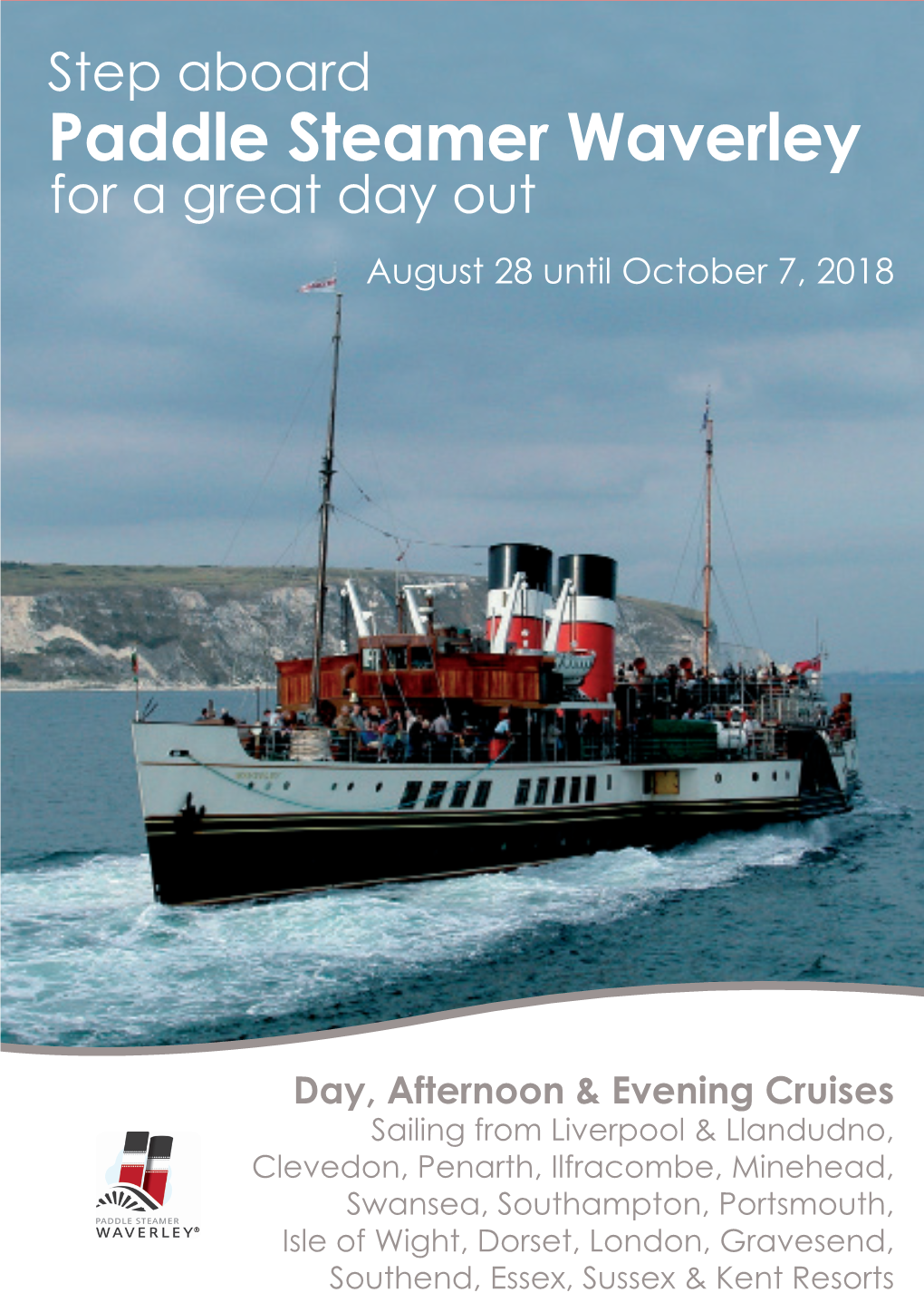 Paddle Steamer Waverley for a Great Day out August 28 Until October 7, 2018