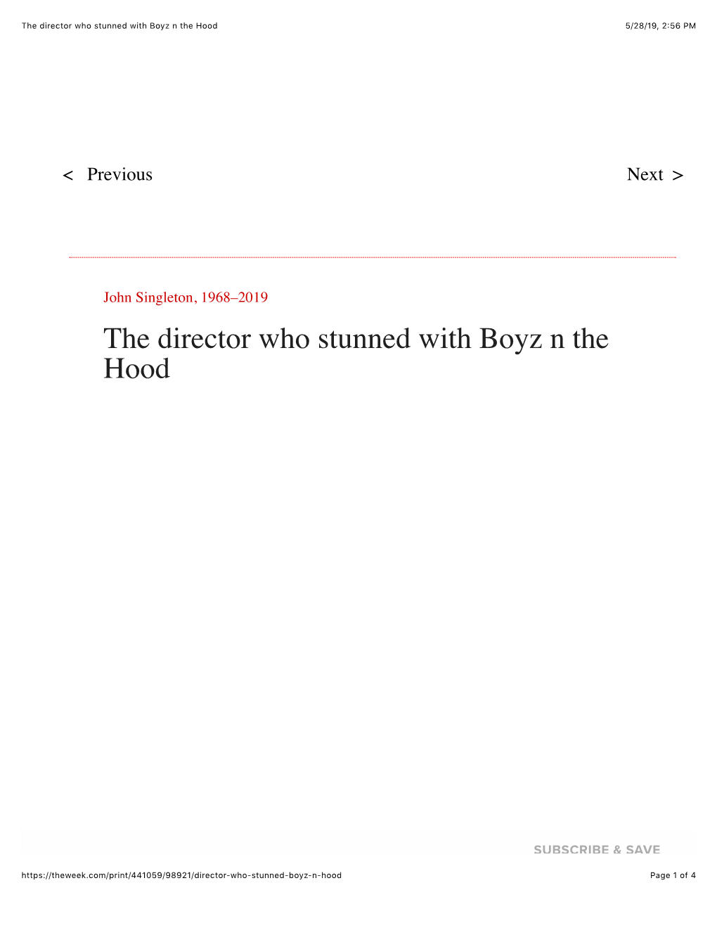 The Director Who Stunned with Boyz N the Hood 5/28/19, 2�56 PM