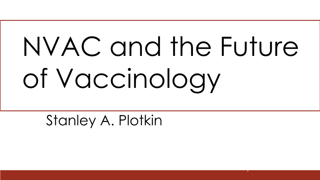 NVAC and the Future of Vaccinology