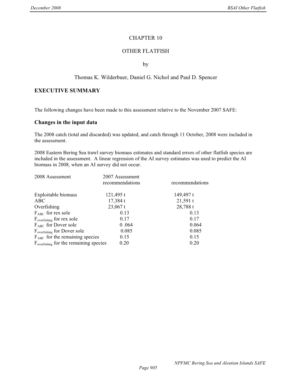 BSAI Other Flatfish Assessment