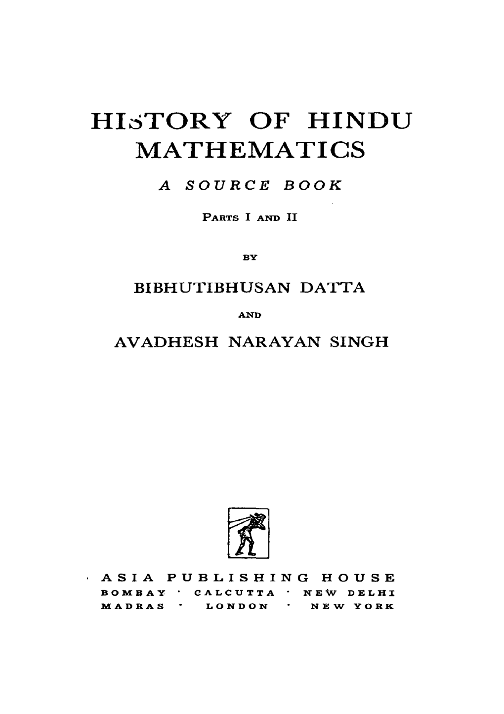 Jtor Y of HINDU MATHEMATICS