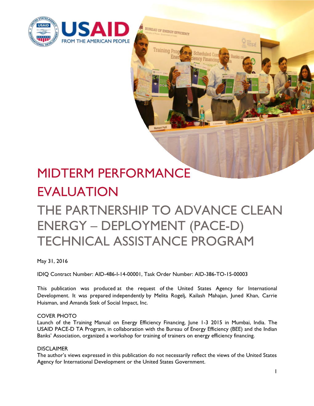 Midterm Performance Evaluation the Partnership to Advance Clean Energy – Deployment (Pace-D)