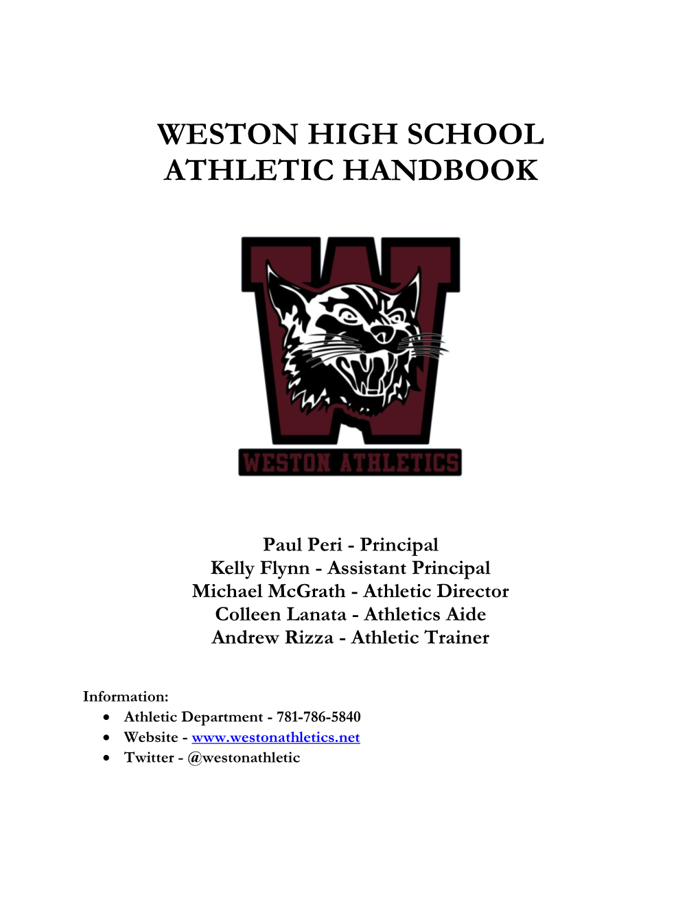 Weston High School Athletic Handbook
